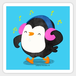 Happy Penguin with a Headphone Sticker